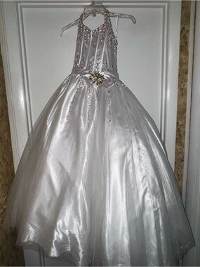 Sugar Cane by Jonathan Kayne White Girls' Satin Ball Gown